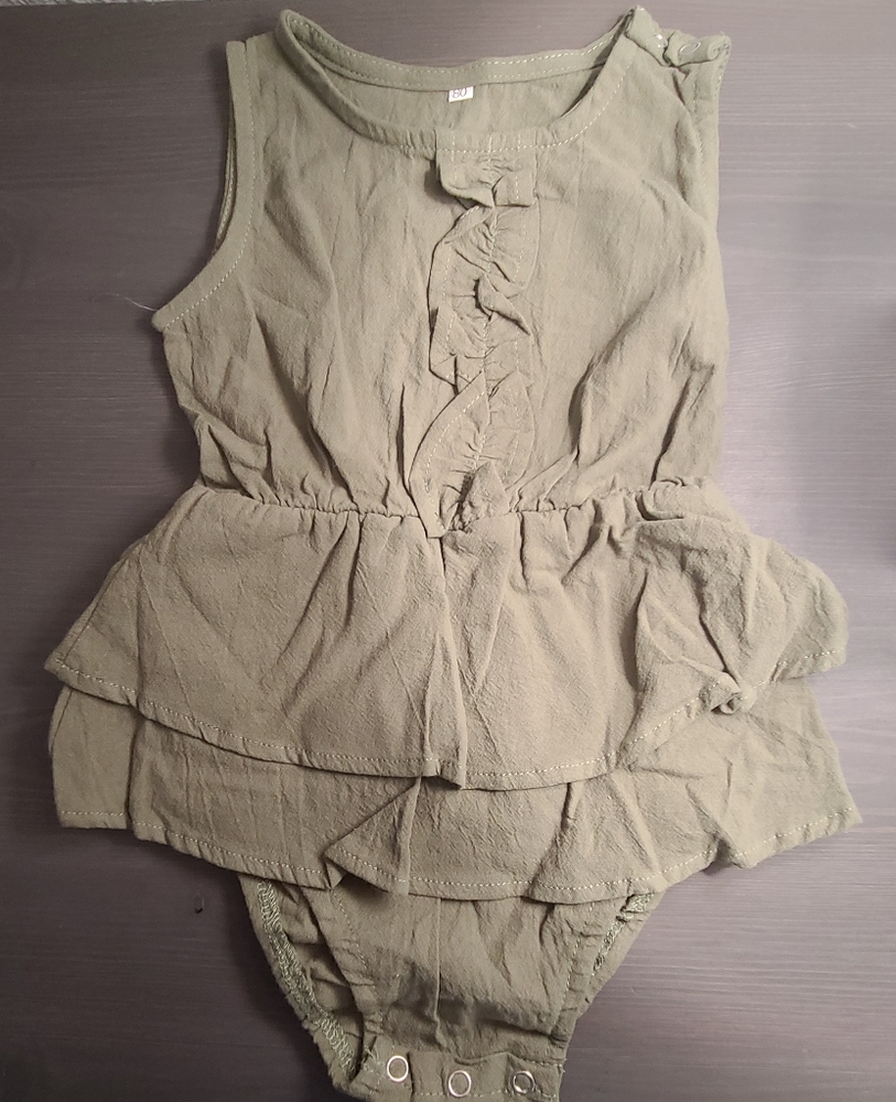 Olive Green Ruffle Bodysuit
